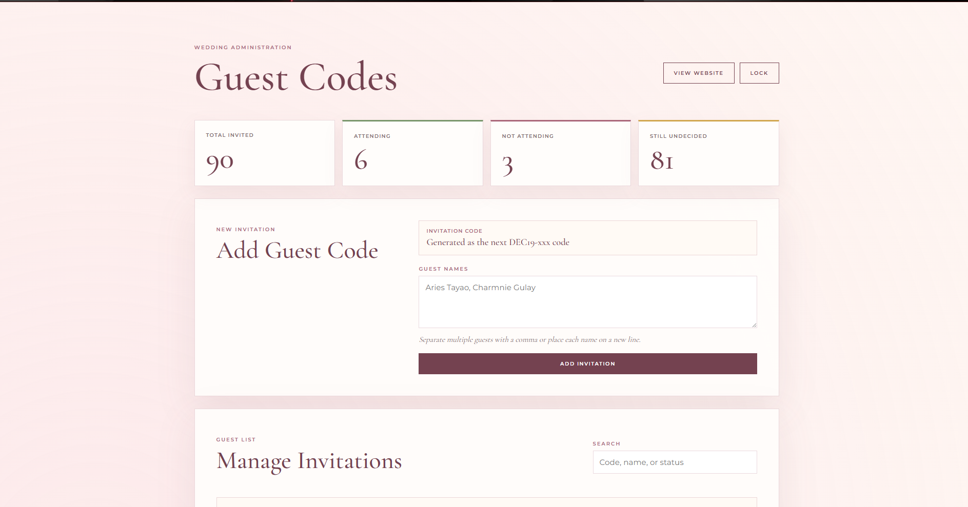 Aries and Jade guest manager dashboard